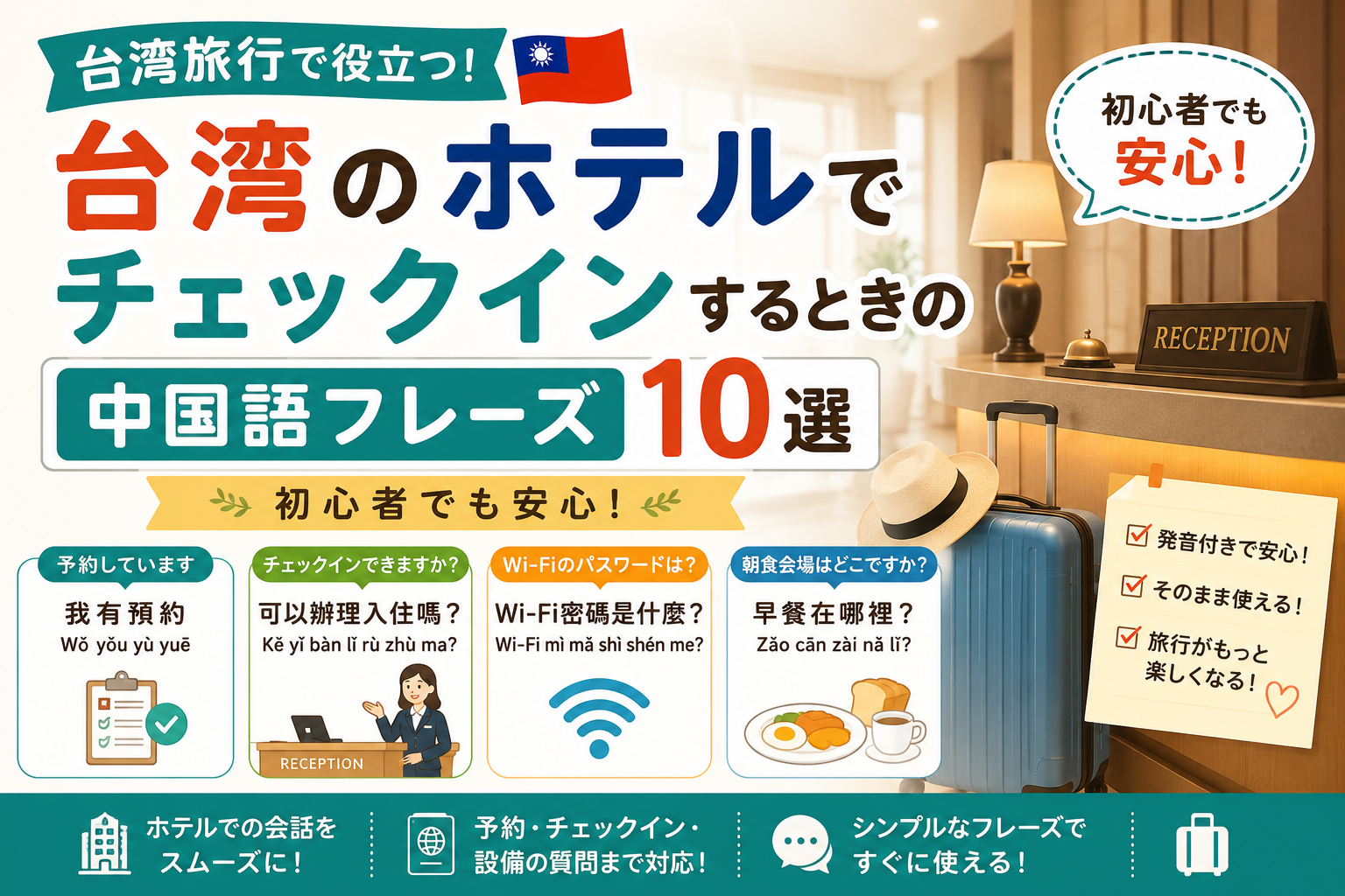 台湾旅行のホテルで役立つフレーズ